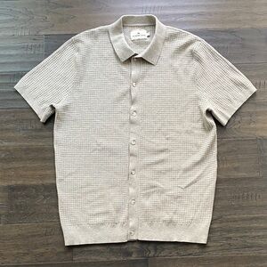 The Normal Brand Beige Tan Textured Button Down Cardigan Sweater